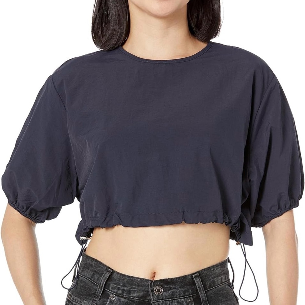 Moon River Navy Women's Short Sleeve Top